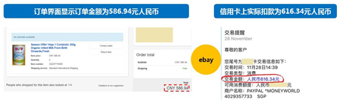 ebay订单显示金额与信用卡实际扣款不一致？啥情况？